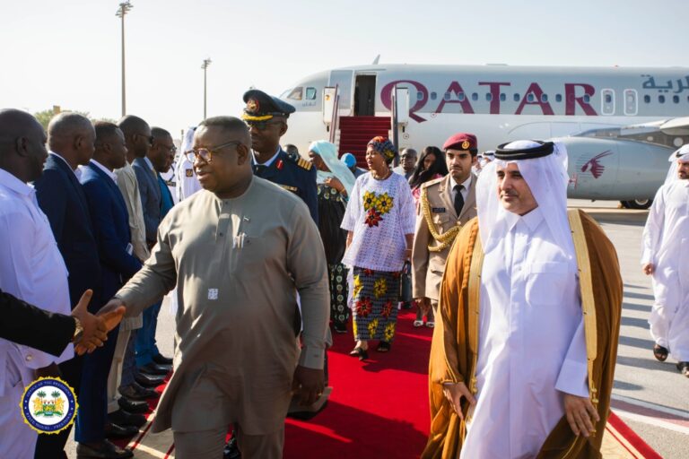 Sierra Leone’s President Julius Maada Bio Arrives Doha for a State Visit to the State of Qatar
