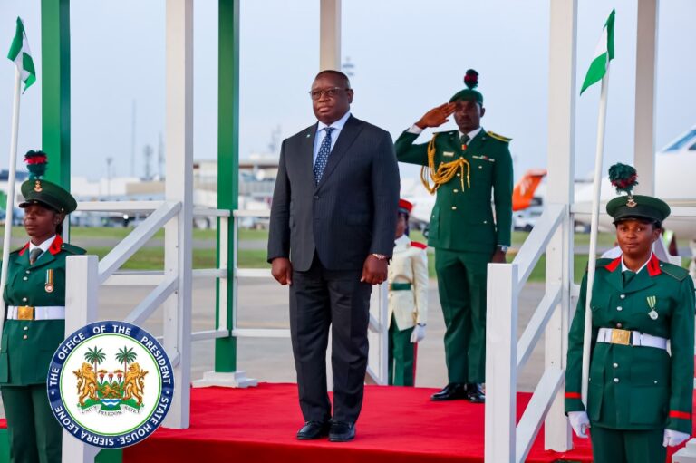 Sierra Leone’s President Julius Maada Bio Arrives In Nigeria Ahead Of West Africa Economic Summit And ECOWAS Heads Of State Session